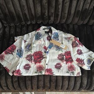 Ksubi Floral Casual Button Down Shirt - Red, Blue, White